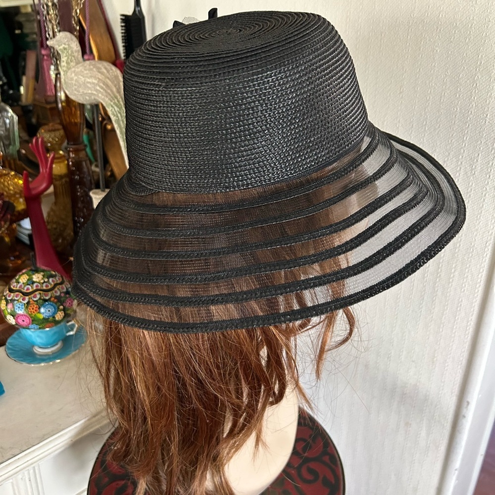 Vintage Black Wide Brim Derby Hat - Picture 7 of 10